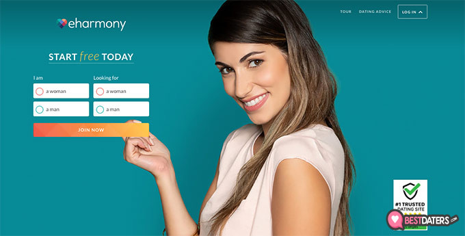 Revisões da eHarmony: homepage.