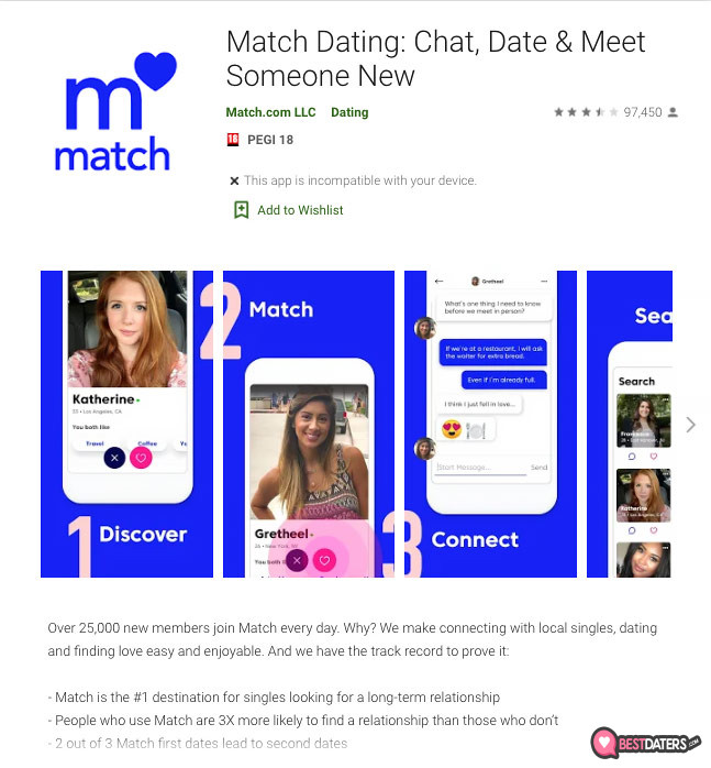 Match reviews: Match mobile app.
