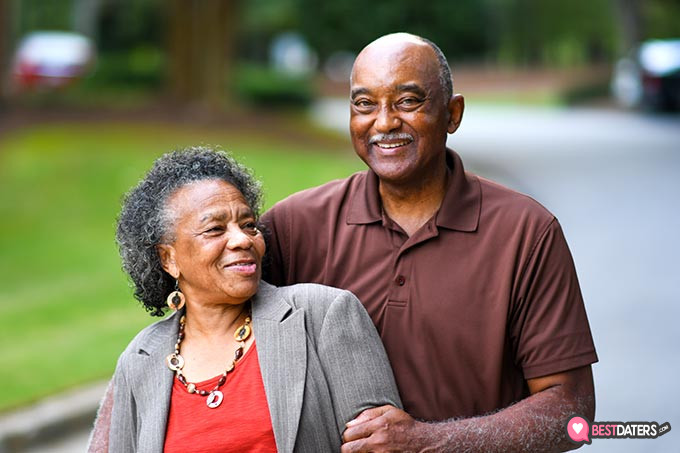 OurTime reviews: an elderly African-American couple.