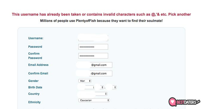 Plenty of Fish reviews: registration process.
