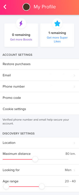 Tinder reviews: profile customization.