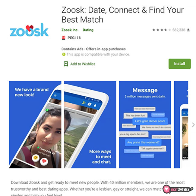 Análise do Zoosk: app Zoosk.